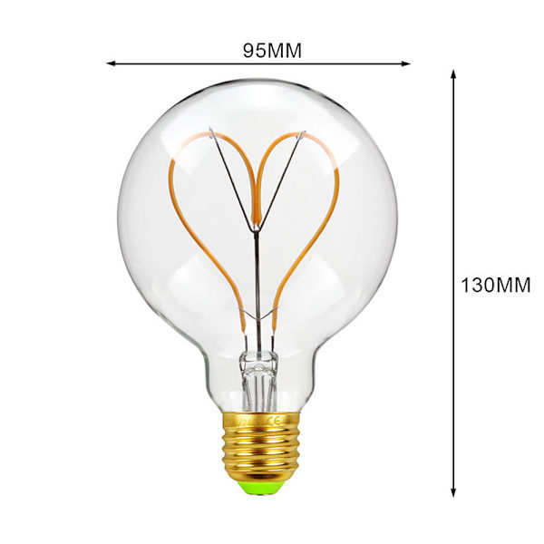 LED-lampa Edison Bulb Heart Filament E27 4W 220V Dimbar glödlampa