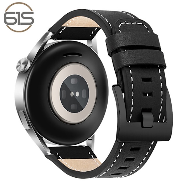 Armband i äkta läder för Huawei GT4 Pro Svart 20 mm