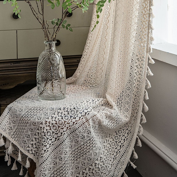 Macrame gardinhållare, gardinuppsättningar i bomullsrep XL