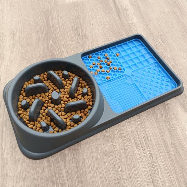 Skridsikker Fodermåtte til Kæledyr - Slow Feeder og Mad Placemat til Hunde og Katte, Kompatibel med Forskellige Fodermærker Black Black
