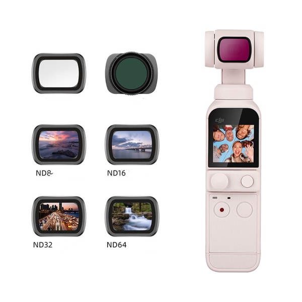 ND8/ND16/ND32/ND64-filter för DJI OSMO Pocket 2 Kamera 4-pack Svart