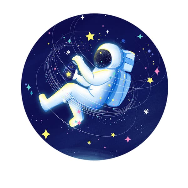 Astronaut Natlampe - Varmt Lys, Genopladelig, Bevægelsessensor