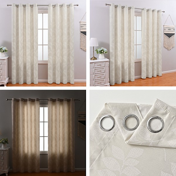 Elegant blad Jacquard mörkläggningsgardin för sovrum C