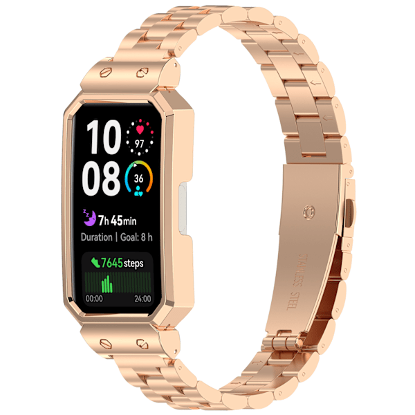 Ruostumattomasta teräksestä valmistettu ranneke Huawei Band 10/9/8 -laitteelle Ruusukulta