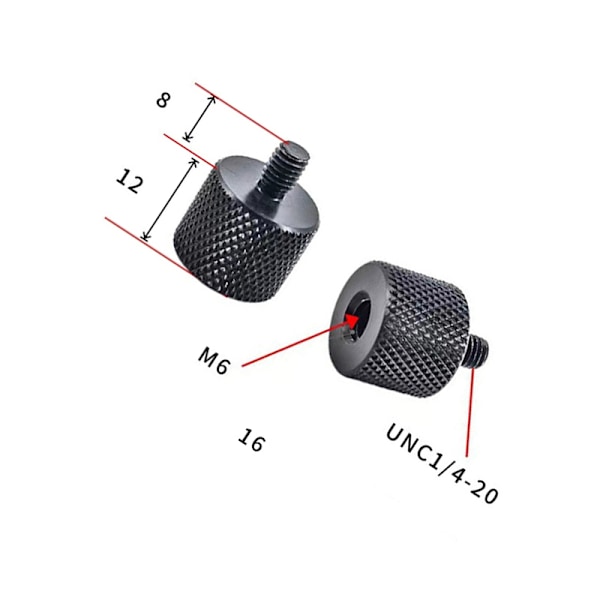 Adapteri 1/4" to M10 jalustalle ja kameroille - 5 kpl M6