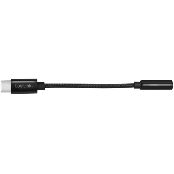 LogiLink USB-C 3,5mm-ljudadapter m DAC 13cm nylonkabel