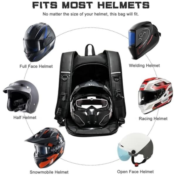 Reflekterende Motorcykel Rygsæk - Sort, Multi-Purpose Design