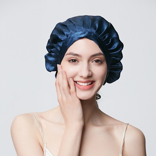Sovhatt i 100% mullbärssilke Blue Blue