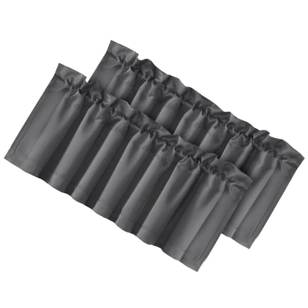 Mörkläggningsgardiner Set om 2 - Korta Polyesterfönstergardiner för Sovrum, Vardagsrum DarkGrey DarkGrey
