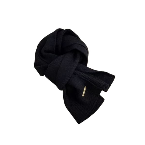 Stickad Polyesterhalsduk: Tjock, Varm och Mångsidig Halsduk Black Black
