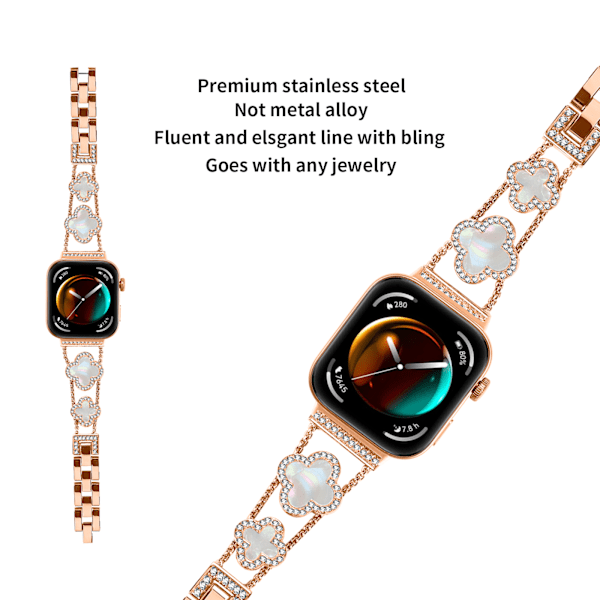 Huawei Fit 3 Clover Chain Strap Rose guld