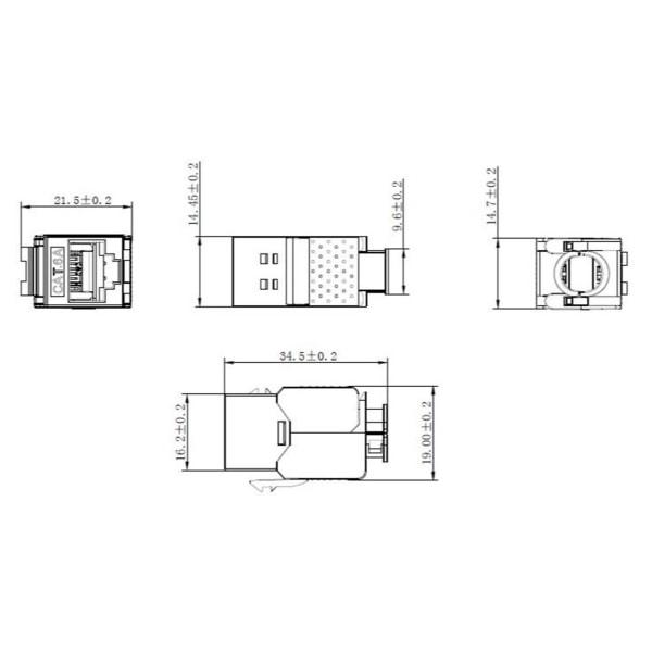 Keystone-modul RJ45 CAT 6A, STP, slim-line