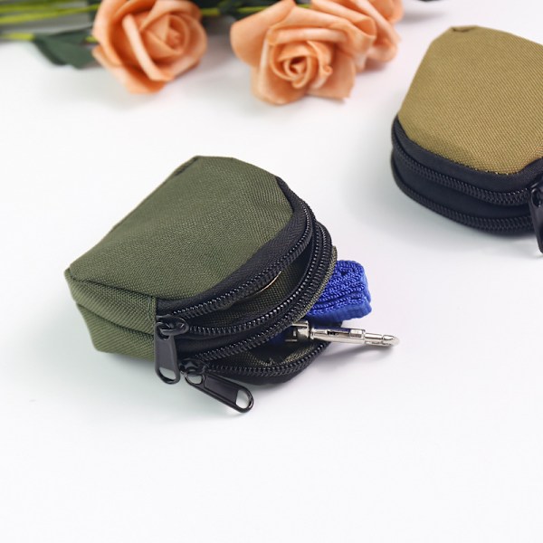 Canvas Bluetooth Øretelefon Etui - Kompakt Camouflage Pose Grøn
