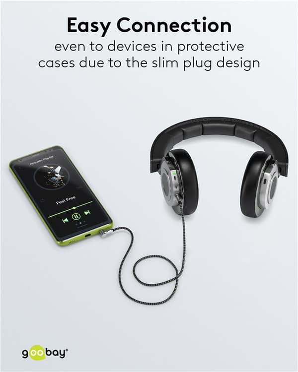 Audioliitäntäkaapeli AUX, 3,5 mm stereo, 90°, 3 m