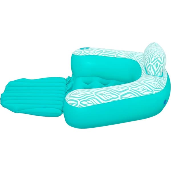 Oppustelig liggestol 145x120cm - foldbar til pool og strand, flocket PVC overflade, luftpolstring, 1.32kg bærbar