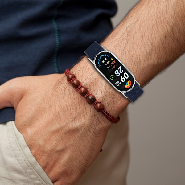 Xiaomi Mi Band 9/8/NFC Hengittävä nailoninen kellon ranneke Musta
