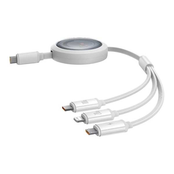 Pikalatauskaapeli 3in1 Baseus Free2Draw USB-C USB-C/Lightning/Micro 100W, 1,1m (valkoinen)