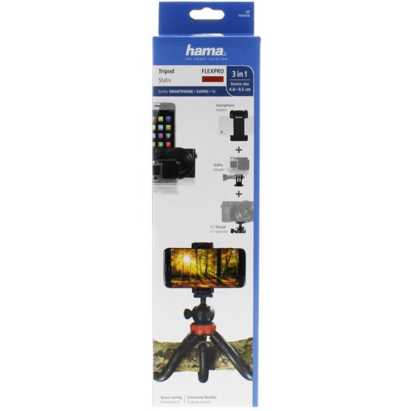 HAMA Bordsstativ Kamera, Smartphone & GoPro FlexPro 27 cm Röd