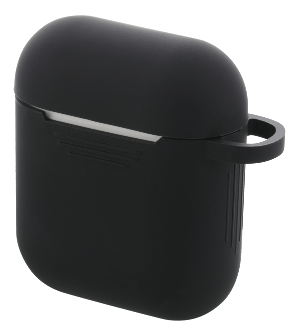 AirPods 1/2 silicone case, keyring hole, easy to grip, black