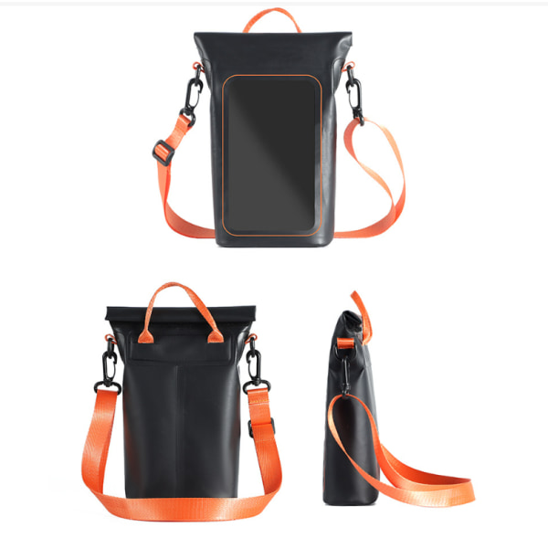 Udendørs vandtæt telefontaske Sort+orange