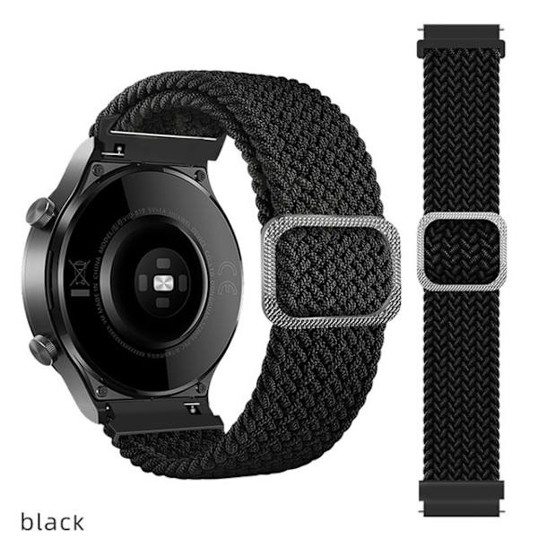 Nylon klockarmband med svart spänne Svart 20 mm