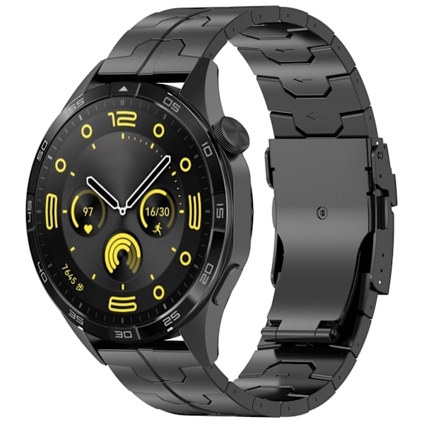 Titanium klockarmband för 22 mm Smartwatch Säkerhetslås Svart