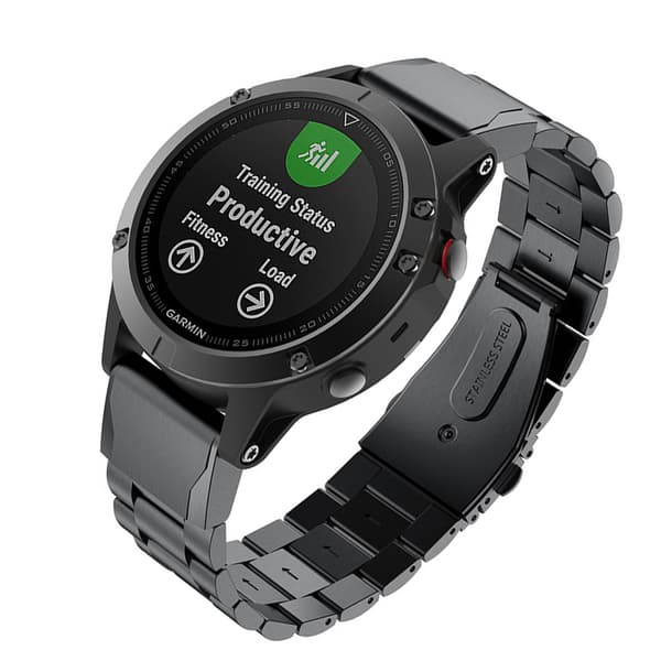 20mm Quick Release urrem i rustfrit stål til Garmin Fenix 7s - Sort