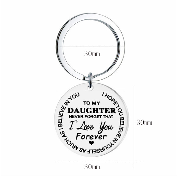 Nyckelring med tag "To my Daughter" (Till min dotter) Rostfritt stål