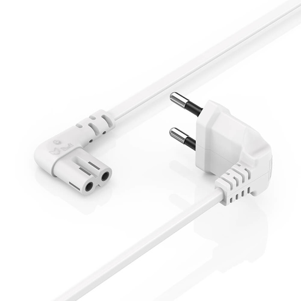 Strömkabel Eurokontakt Vinklad Vit 5,0m
