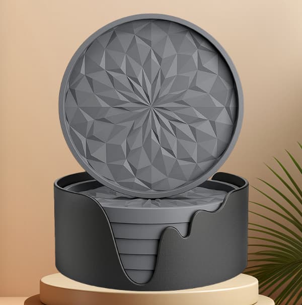 6 silikonialustan sarja pidikkeellä Grey Grey