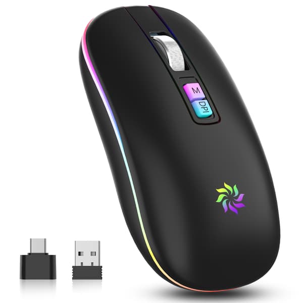 Tyst Dual Mode Mus: Uppladdningsbar Trådlös Bluetooth 5.1 D