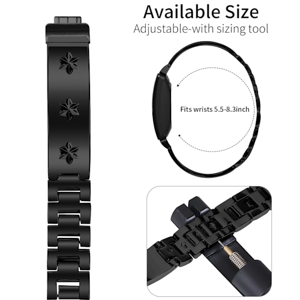 Halvarmring i rostfritt stål för Fitbit Inspire 1/2 Svart