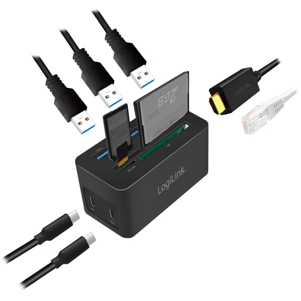 LogiLink PC-/Mac-minidocka HDMI, USB-C, USB