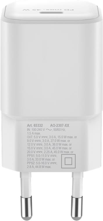 USB-C™ PD GaN hurtigoplader Nano (45 W) hvid