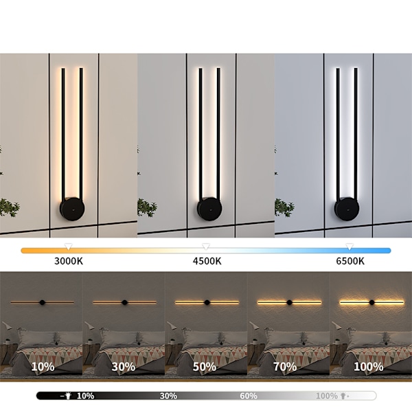 Modern LED-vägglampa med handsvepsensor, uppladdningsbar