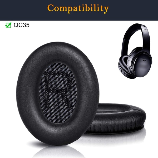 INF Öronkuddar för Bose QC35 I/II, QC25, QC15, QC 2 AE 2, AE 2i, AE 2w, SoundTrue, SoundLink Svart