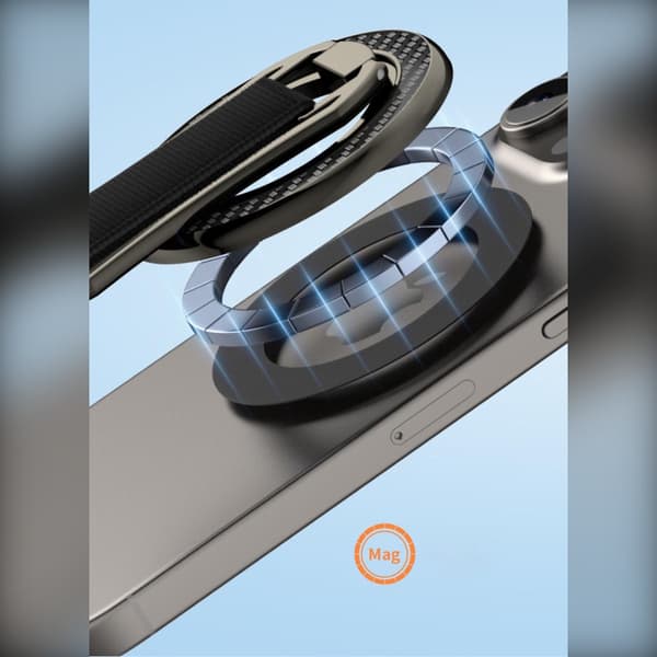 Magnetisk ringhållare för telefon med handledsrem – 360° rotation och 180° bordsstöd Gray Gray