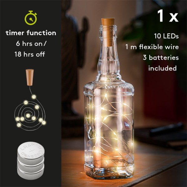 Goobay 10-serien LED flaska fairy lampor, inkl. timer