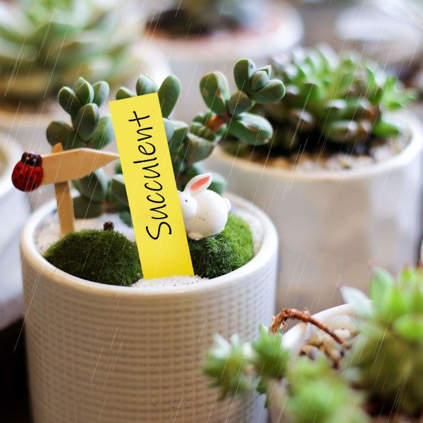 Växtetiketter / Plantskyltar för Enkel Växtidentifiering - 100 pack Gul 10x2 cm