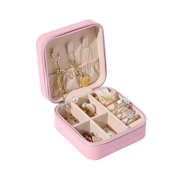 Mini smyckeskrin - Elegant PU-läder Rosa