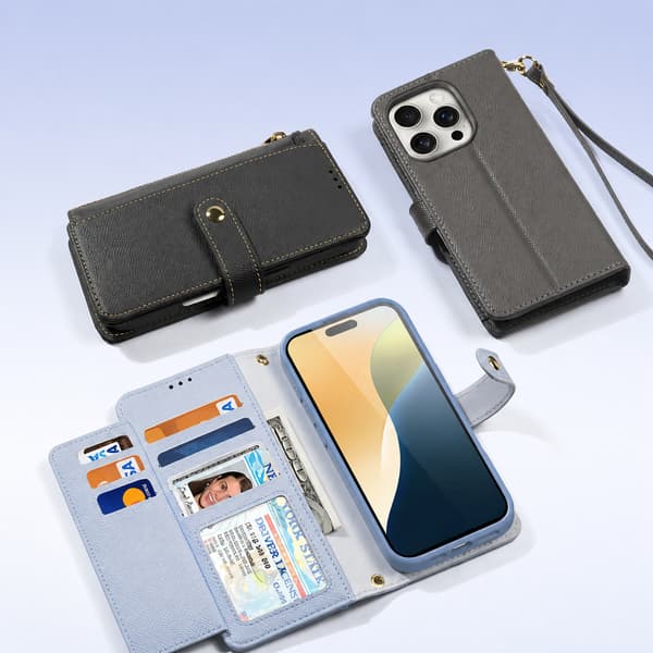 Magnetiskt läderplånboksfodral kompatibelt med iPhone 18 Pro Max och iPhone 17 Pro Max