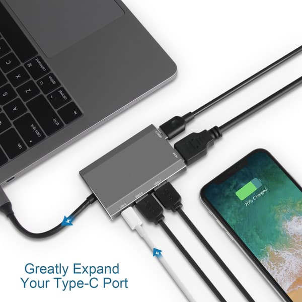 5-i-1 Typ-C-hubbadapter med HDMI, USB 3.0 och USB-C PD