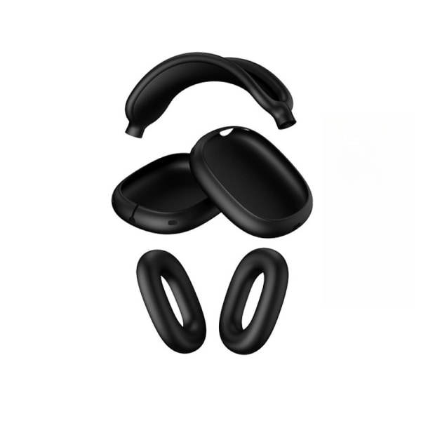 Öronkuddar, skyddsskal och kudde för huvudbåge för Airpods Max hörlurar Svart