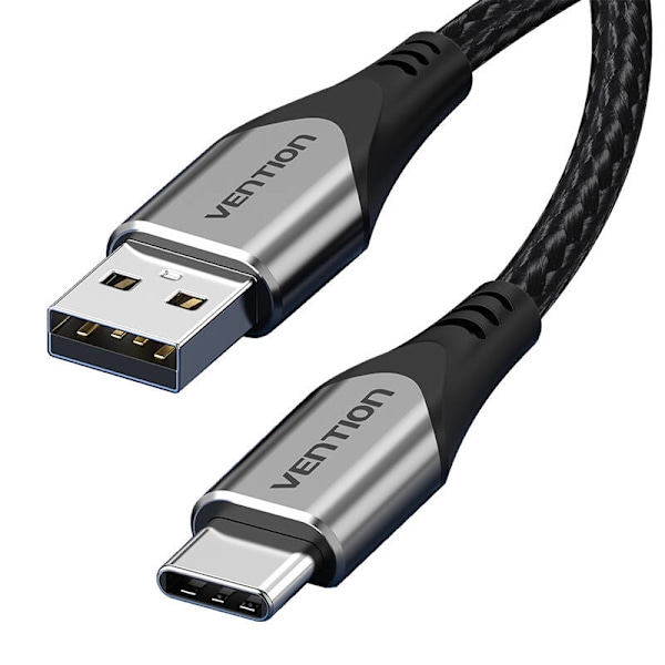USB 2.0 A–USB-C 3A kaapeli 0,5 m tuuletus CODHD harmaa