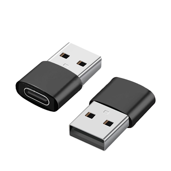 INF 2-pack USB-C till USB-adapter för dataöverföring och laddning Svart