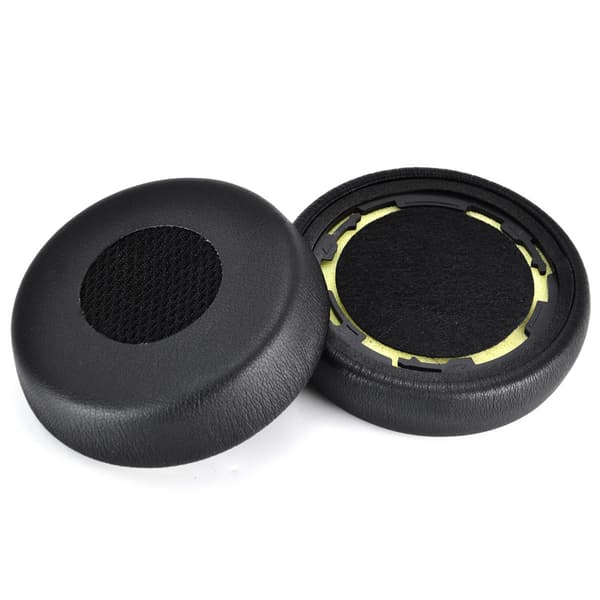 Udskiftningsørepuder proteinlæder memory foam til Jabra Evolve 75, 2-pak til kontorbrug og headsetudskiftning, ikke-perforerede, præcis 8.5cm x 8.5cm