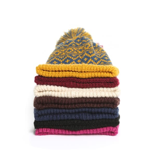 Stilfuld Akryl Strik Hue med Pom Pom - Varm Vinterhat Grey Grey