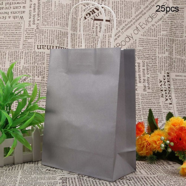 Papperskassar presentpåsar med handtag 10-pack Grå