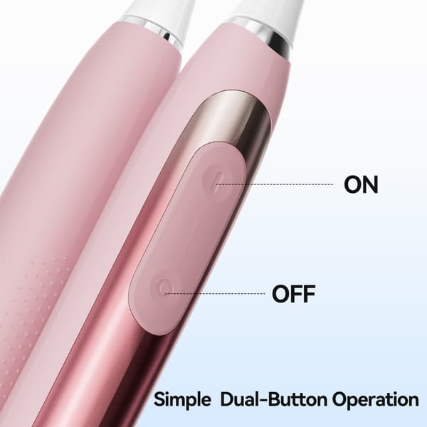Sonic elektrisk tandbørste med 24.000 vibrationer pr. minut, 2 tilstande, IPX7 og 30-sekunders zonepåmindelse Pink Pink