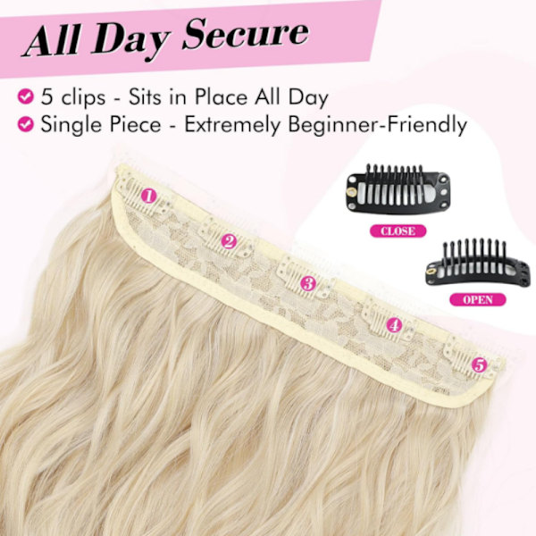 Saumaton Wave hiustenpidennysperuukki Beige